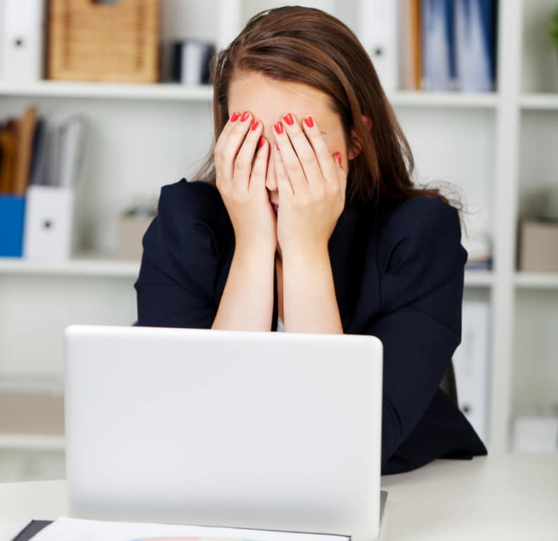 overwhelmed woman upset about her website
