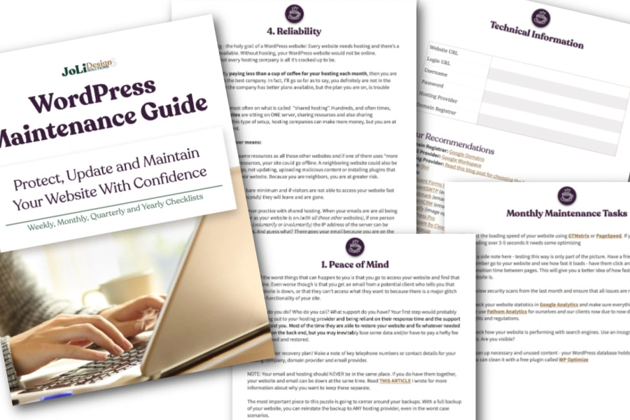 WordPress maintenance guide pages-download