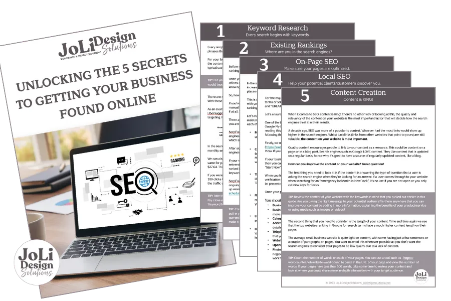 Secrets of SEO guide collage of pages