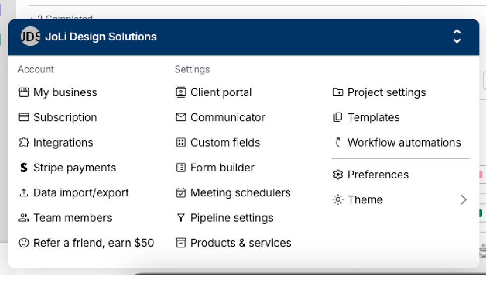 moxie workspace settings