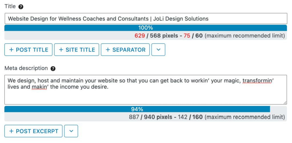 seopress adding title to page and post