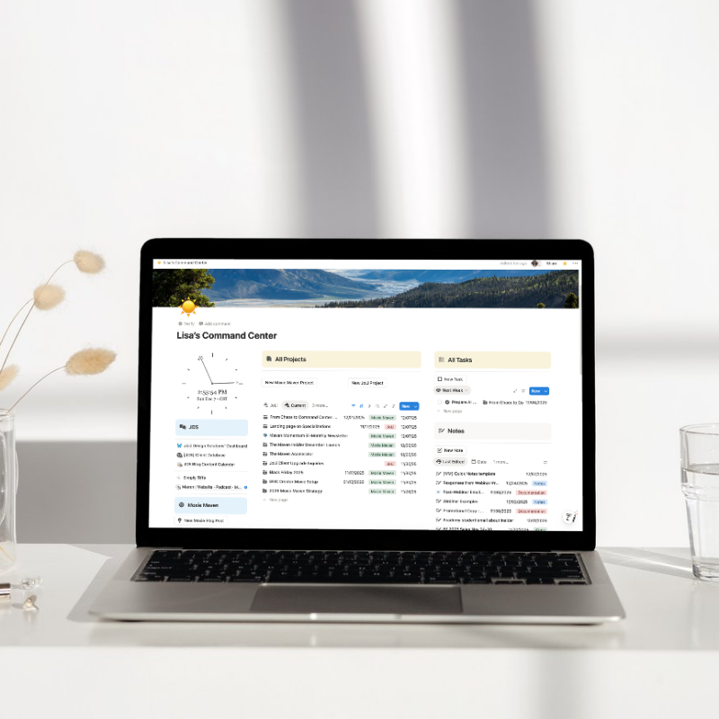 notion command center mockup