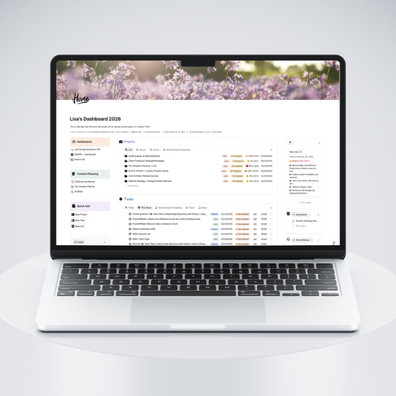 lisas notion dashboard 2026